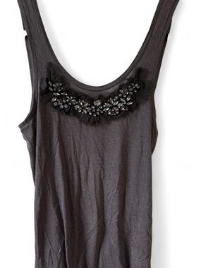 J. Crew Black Jeweled Scoop Neck Tank